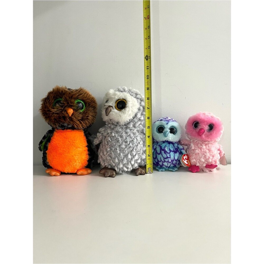 Lot of 4 Ty The Beanie Boo's Collection Owl Plush NWT